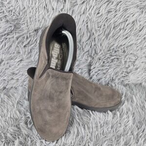 Skechers Go Walk Air Cooled 216334 Mens 8.5 Dark Taupe Hands Free Slip Ins Shoes